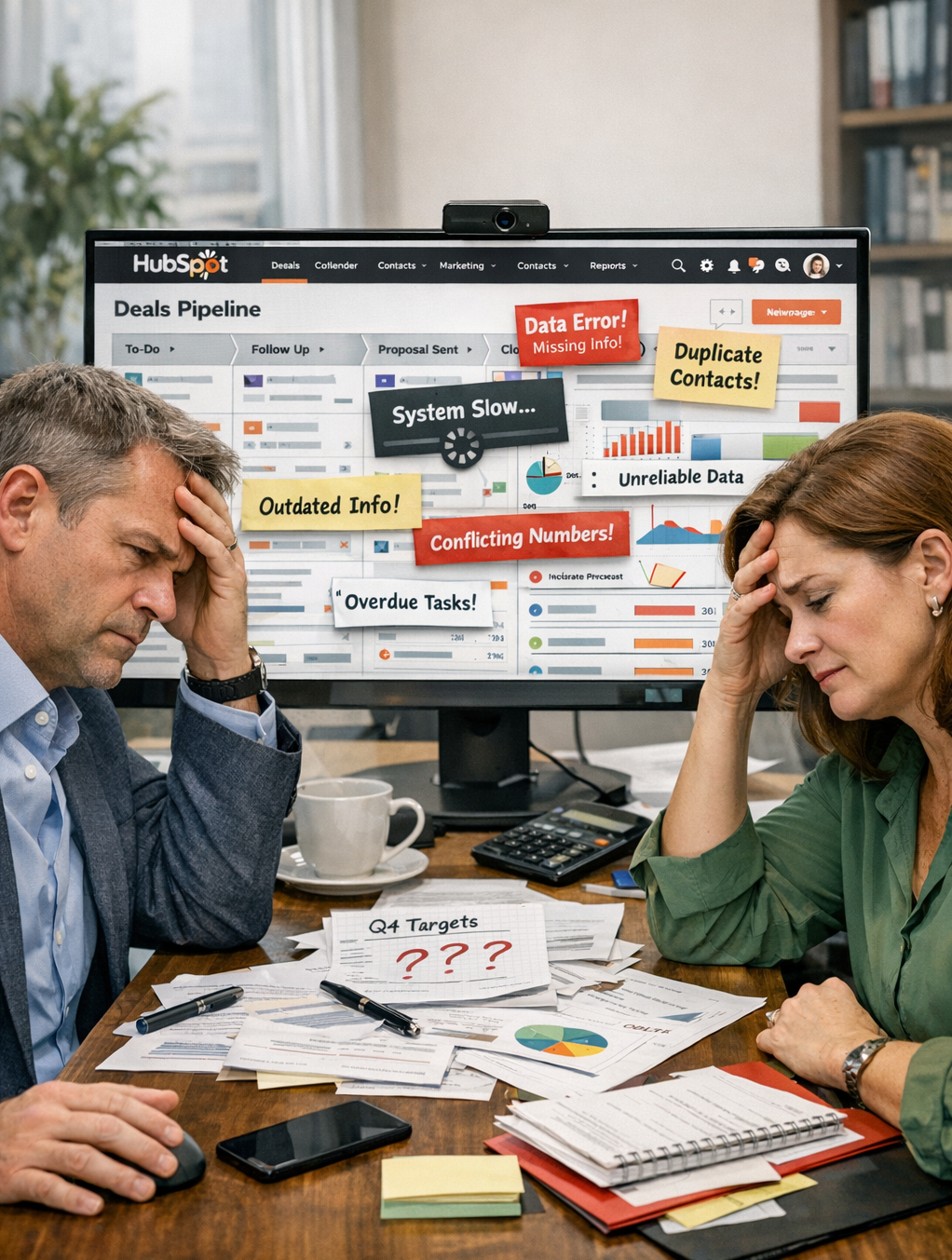 photographic Messy HubSpot portal frustrated Sales Director Marketing Director clear image unreliable information slow sales process-1-1-1